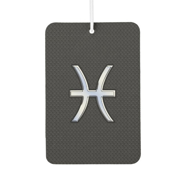 Pisces Symbol on Black Snake Skin style Car Air Freshener (Front)
