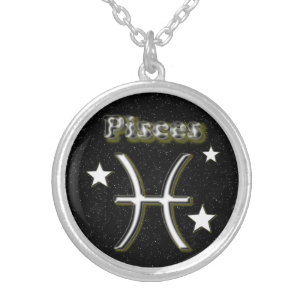 Pisces symbol silver plated necklace