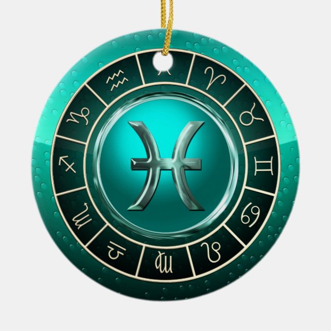 Pisces - The Fish Astrological Sign Ceramic Ornament (Front)