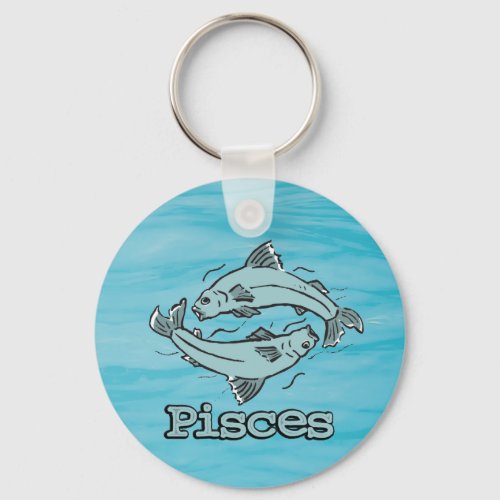 Pisces the fish astrological water sign keychain