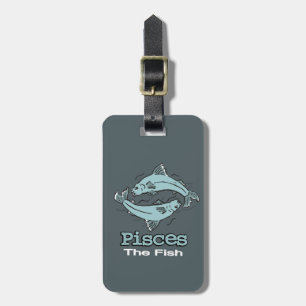 Pisces The Fish grey blue id luggage tag