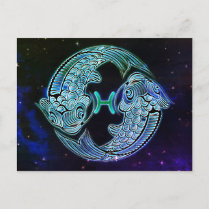 pisces the fish zodiac postcard