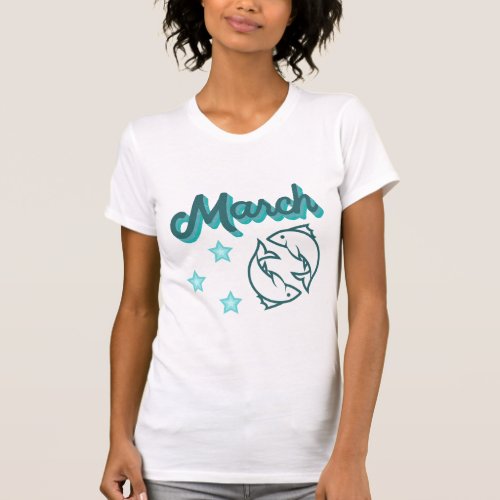 Pisces The Fish zodiac sea green  T_Shirt