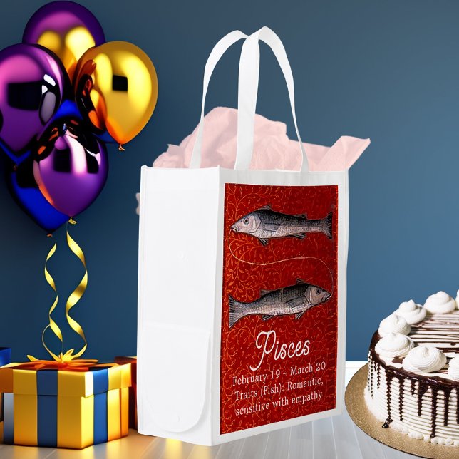 Pisces the Fish Zodiac Sign Birthday Party Grocery Bag (Pisces the Fish Zodiac Sign Birthday Party Grocery Bag)