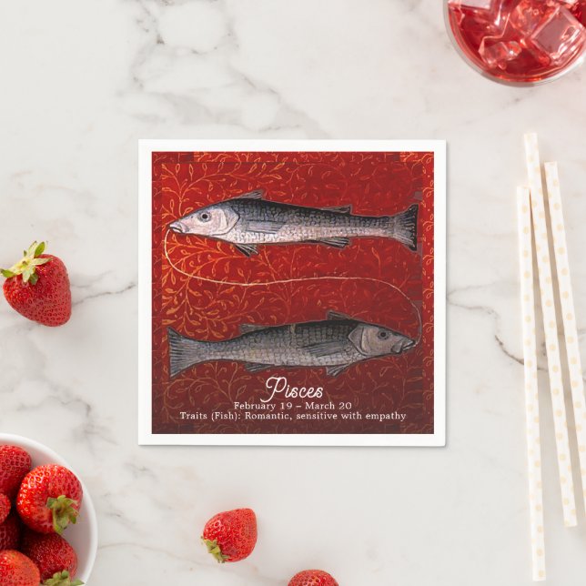 Pisces the Fish Zodiac Sign Birthday Party Napkins (Insitu)