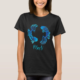 Pisces the Fish Zodiac sign blue glitter sparkle T-Shirt