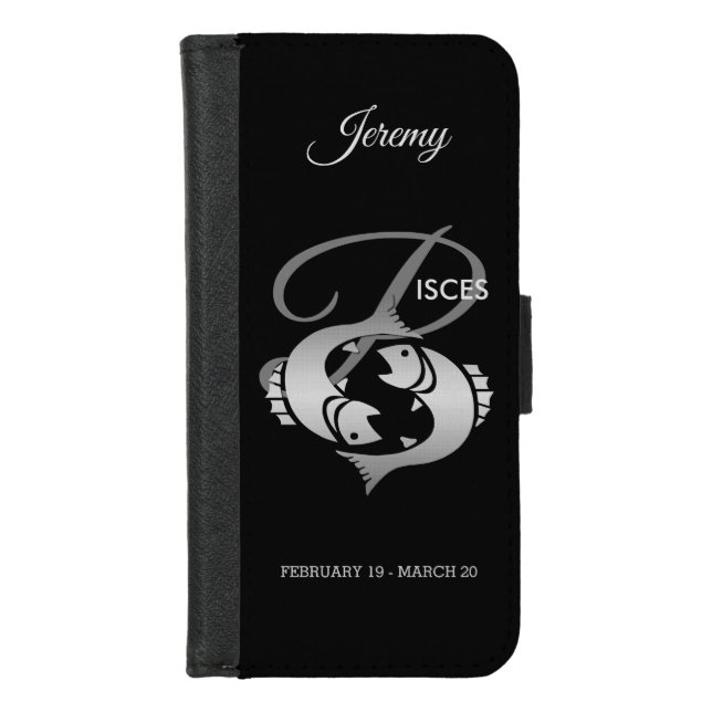 Pisces ♓ the Fish - Zodiac Sign iPhone Wallet Case (Front)