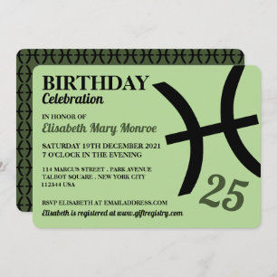 Pisces, The Fish, Zodiac Star Sign, Birthday Invitation