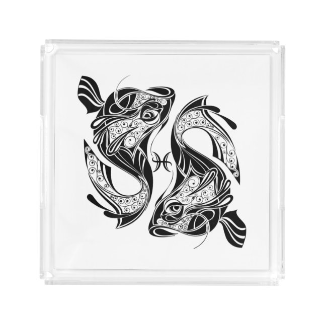 Pisces the Fish Zodiac Symbol and Sign Acrylic Tray (Front)