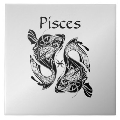 Pisces the Fish Zodiac Symbol and Sign Ceramic Tile