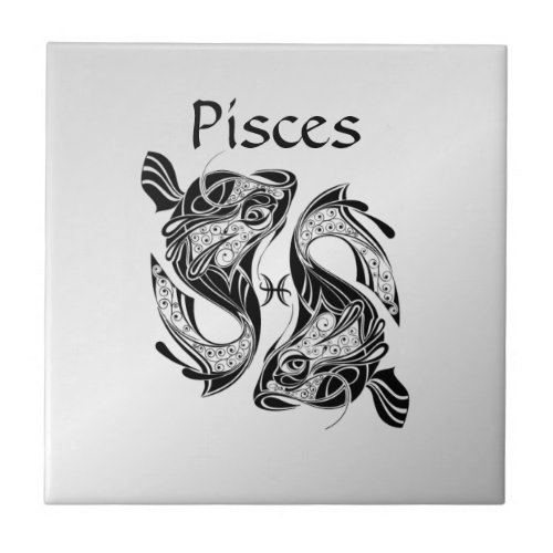 Pisces the Fish Zodiac Symbol and Sign Ceramic Tile
