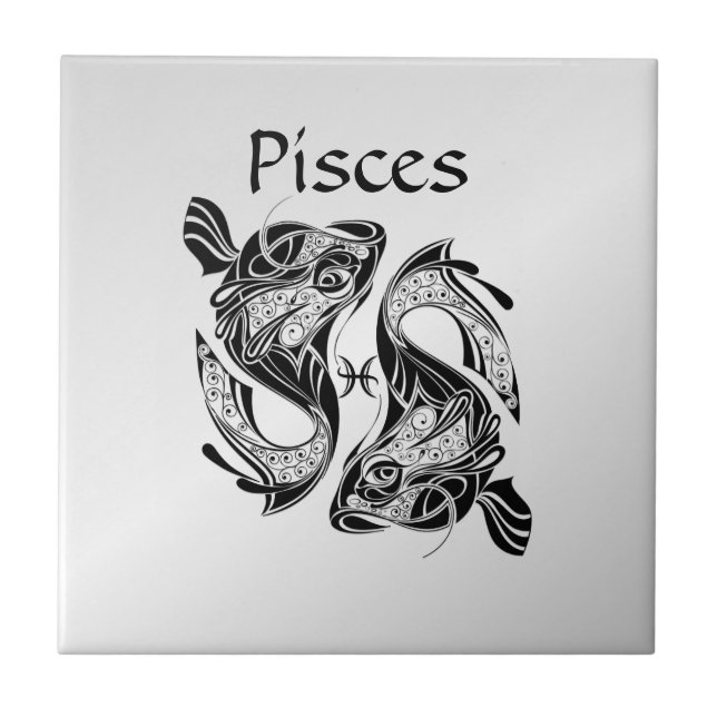 Pisces the Fish Zodiac Symbol and Sign Ceramic Tile (Front)
