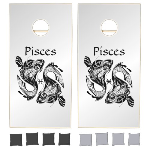 Pisces the Fish Zodiac Symbol and Sign Cornhole Set