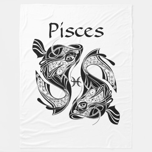 Pisces the Fish Zodiac Symbol and Sign Fleece Blanket