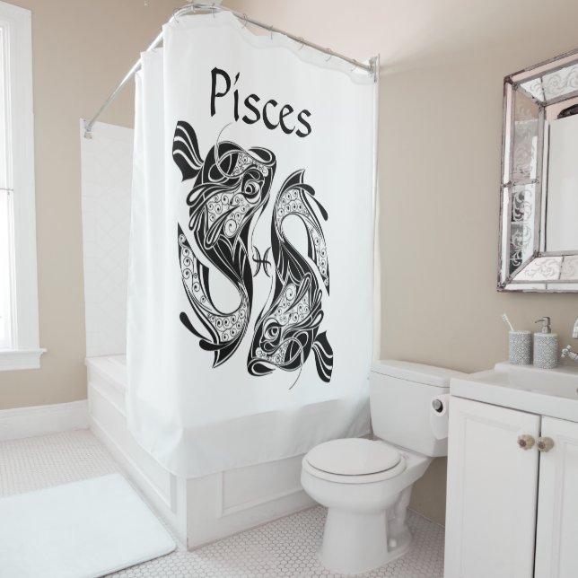 Pisces the Fish Zodiac Symbol and Sign Shower Curtain (In Situ)
