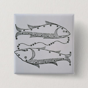 Pisces (the Fishes) an illustration from the 'Poet Pinback Button