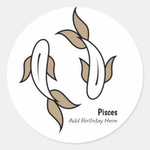 Pisces the twin fish personalized party favour classic round sticker