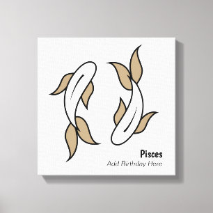 Pisces the twin fish personalized zodiac canvas print