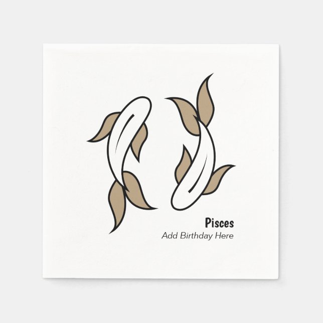 Pisces the twin fish personalized zodiac napkins (Front)