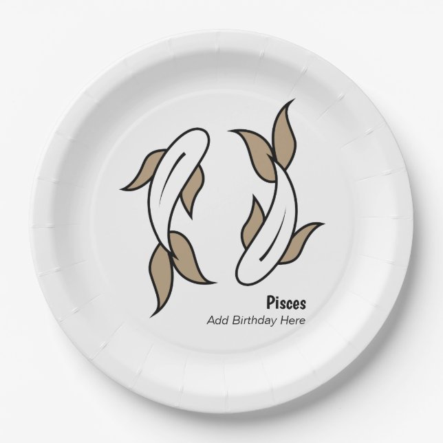 Pisces the twin fish personalized zodiac paper plates (Front)
