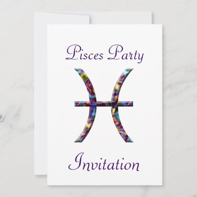 Pisces Themed Birthday Party Invitation -Zodiac (Front)