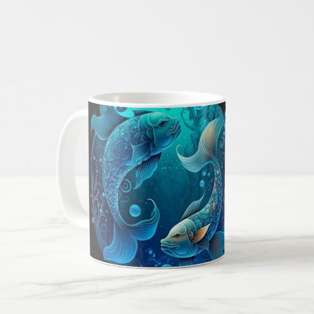 Pisces-Themed Nutritional Value Coffee Mug (Front Left)