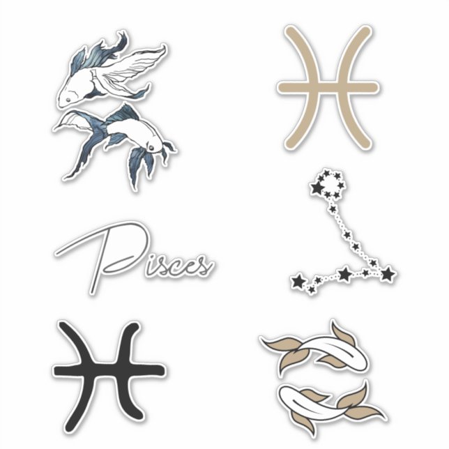 Pisces twin fish astrology zodiac birthday gold  sticker (Front)