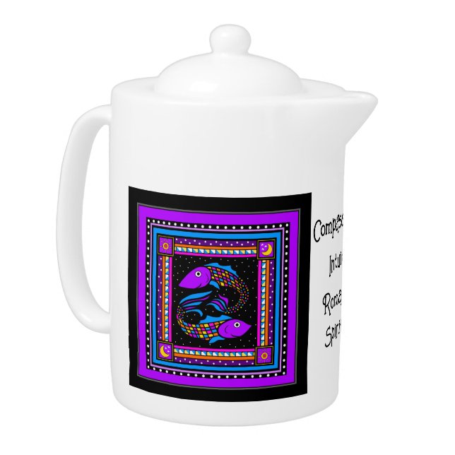 Pisces Twin Fish Designer Matching Teapot  (Left)