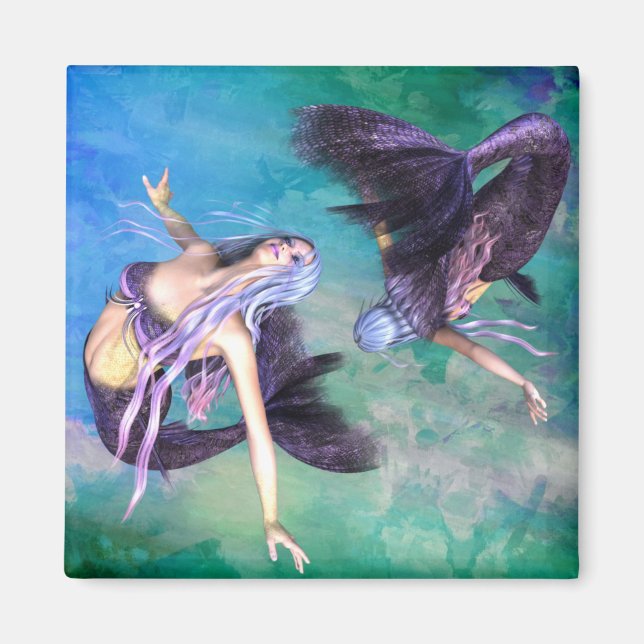 Pisces – Two Mermaids Swimming in a Loop Magnet (Front)