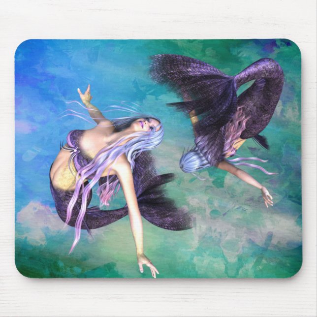 Pisces – Two Mermaids Swimming in a Loop Mouse Pad (Front)