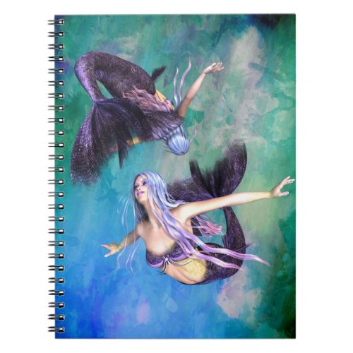 Pisces  Two Mermaids Swimming in a Loop Notebook