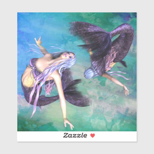 Pisces – Two Mermaids Swimming in a Loop Sticker (Sheet)