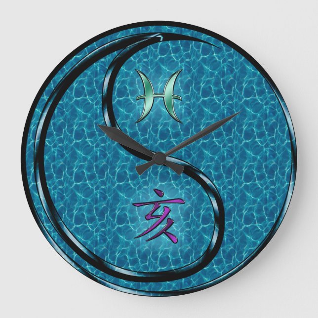 Pisces & Water Boar Large Clock (Front)