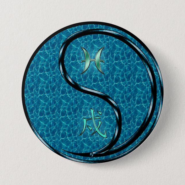Pisces & Water Dog Button (Front)