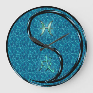 Pisces & Water Dog Large Clock