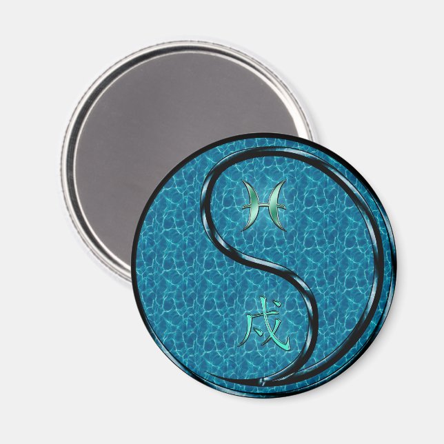 Pisces & Water Dog Magnet (Front/Back)
