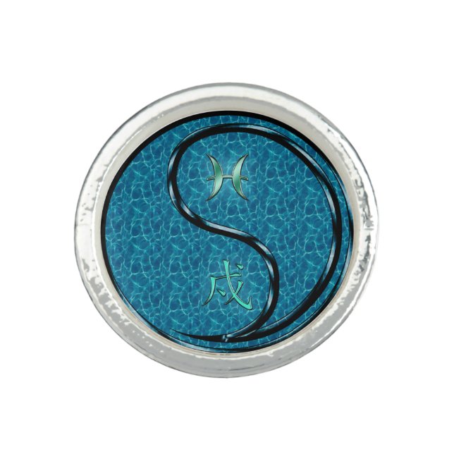 Pisces & Water Dog Ring (Front)