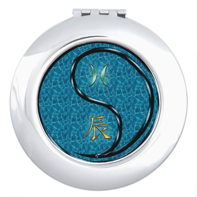 Pisces & Water Dragon Compact Mirror (Front)