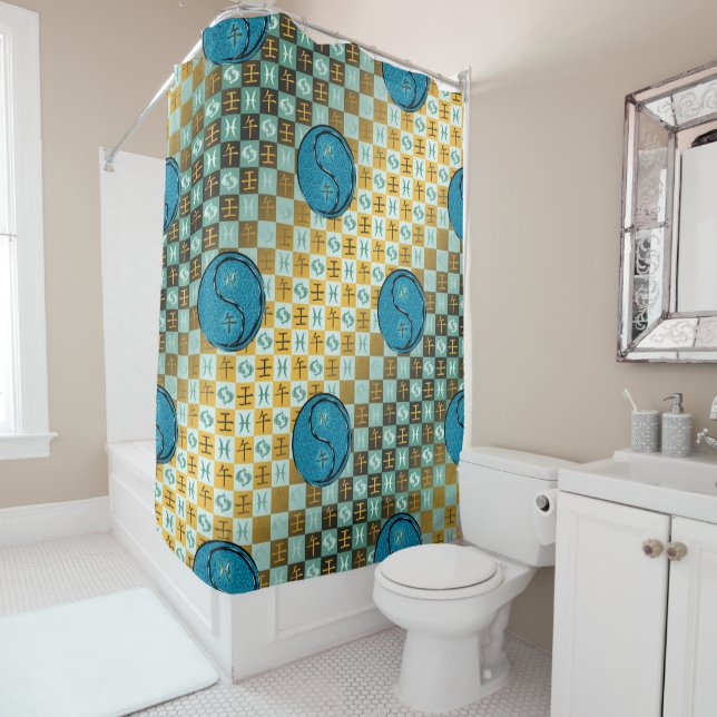 Pisces & Water Horse Shower Curtain (In Situ)
