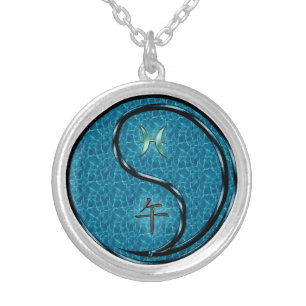 Pisces & Water Horse Silver Plated Necklace