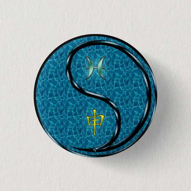 Pisces & Water Monkey Button (Front)