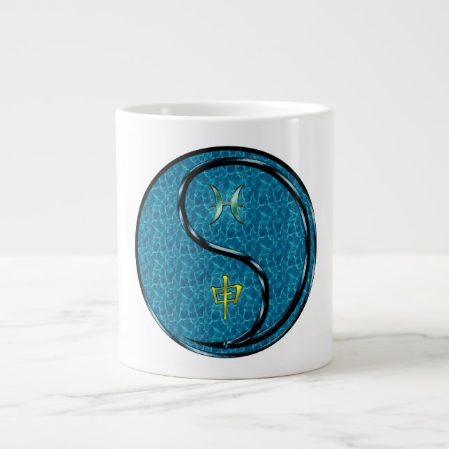 Pisces & Water Monkey Giant Coffee Mug (Front)