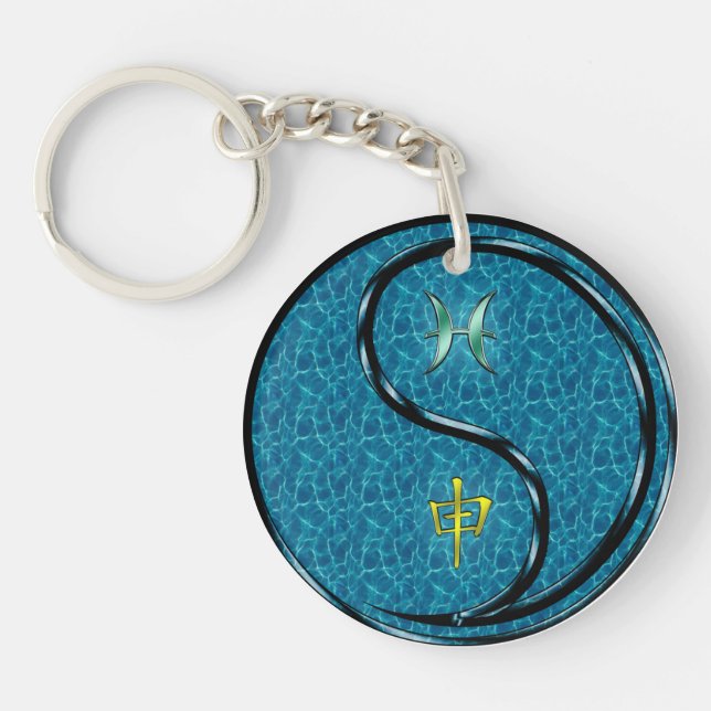 Pisces & Water Monkey Keychain (Front)