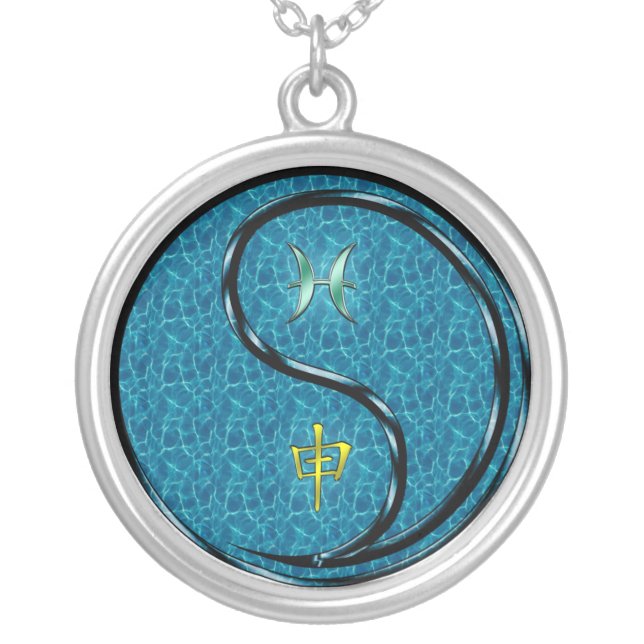 Pisces & Water Monkey Silver Plated Necklace (Front)