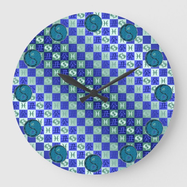 Pisces & Water Ox Large Clock (Front)