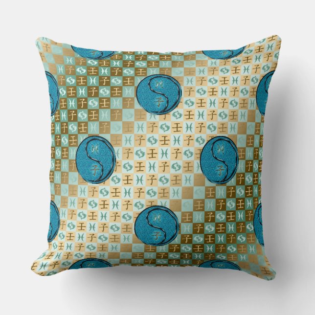 Pisces & Water Rat Throw Pillow (Front)