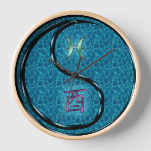 Pisces & Water Rooster Clock