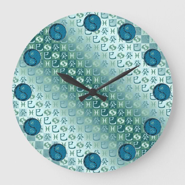 Pisces & Water Snake Large Clock (Front)