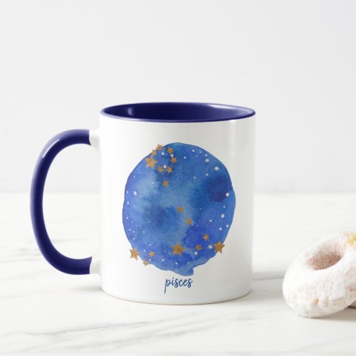 Pisces Watercolor Night Sky Constellation Zodiac Mug