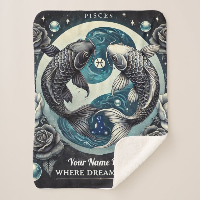 Pisces “Where Dreams Flow” Sherpa Blanket (Front)